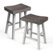 Set of 2 Farmhouse Solid Wood Bar Stools - Backless Saddle Seat Counter Height Chairs for Kitchen Island, Breakfast Nook & Home Office - Sweatfully