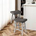 Set of 2 Farmhouse Solid Wood Bar Stools - Backless Saddle Seat Counter Height Chairs for Kitchen Island, Breakfast Nook & Home Office - Sweatfully
