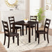 30"H Solid Rubberwood 5-Piece Dining Table Set with Slat Back Chairs - Sweatfully