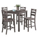 36"H Solid Rubberwood and Wood Veneer 5-Piece Counter Ht. Table Set - Sweatfully
