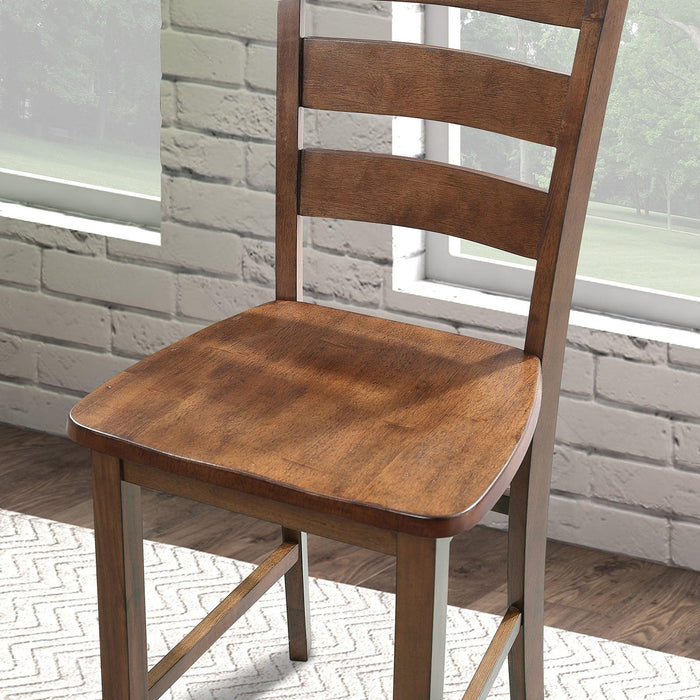 36"H Solid Rubberwood and Wood Veneer 5-Piece Counter Ht. Table Set - Sweatfully