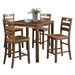 36"H Solid Rubberwood and Wood Veneer 5-Piece Counter Ht. Table Set - Sweatfully