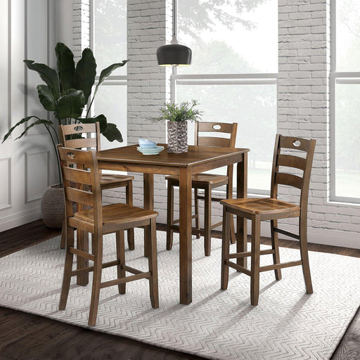 36"H Solid Rubberwood and Wood Veneer 5-Piece Counter Ht. Table Set - Sweatfully