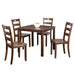 30"H Solid Rubberwood 5-Piece Dining Table Set with Slat Back Chairs - Sweatfully