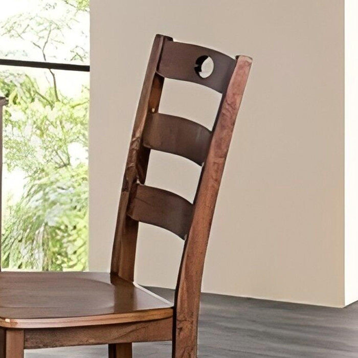 30"H Solid Rubberwood 5-Piece Dining Table Set with Slat Back Chairs - Sweatfully