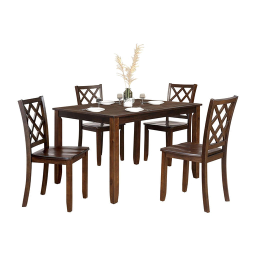48"W Solid Rubberwood 5-Piece Dining Table Set with Diamond Chair Back - Sweatfully