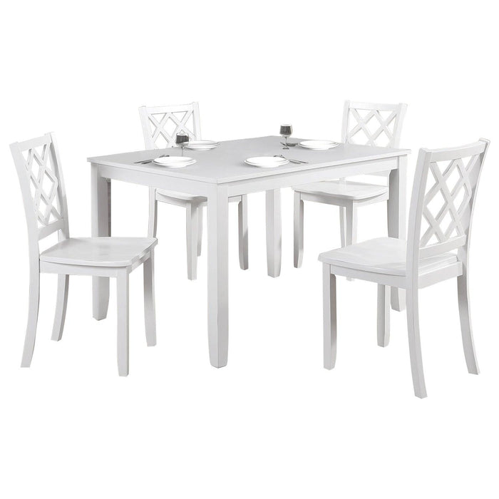48"W Solid Rubberwood 5-Piece Dining Table Set with Diamond Chair Back - Sweatfully