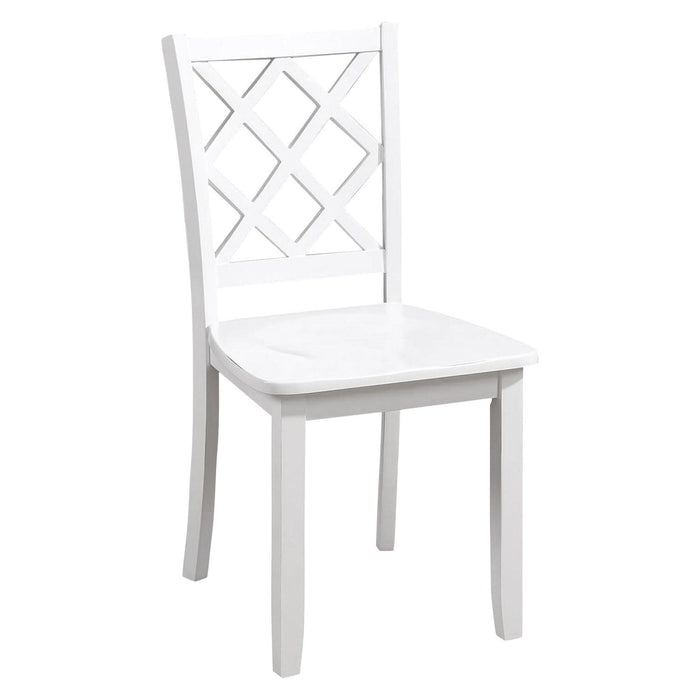 48"W Solid Rubberwood 5-Piece Dining Table Set with Diamond Chair Back - Sweatfully