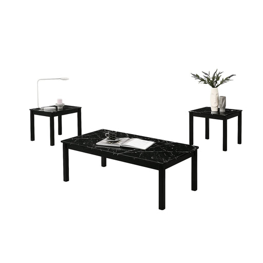 Findlay 3-Piece 47.5 in. Rectangle Faux Marble Top Coffee Table Set with Solid Wood Legs - Sweatfully