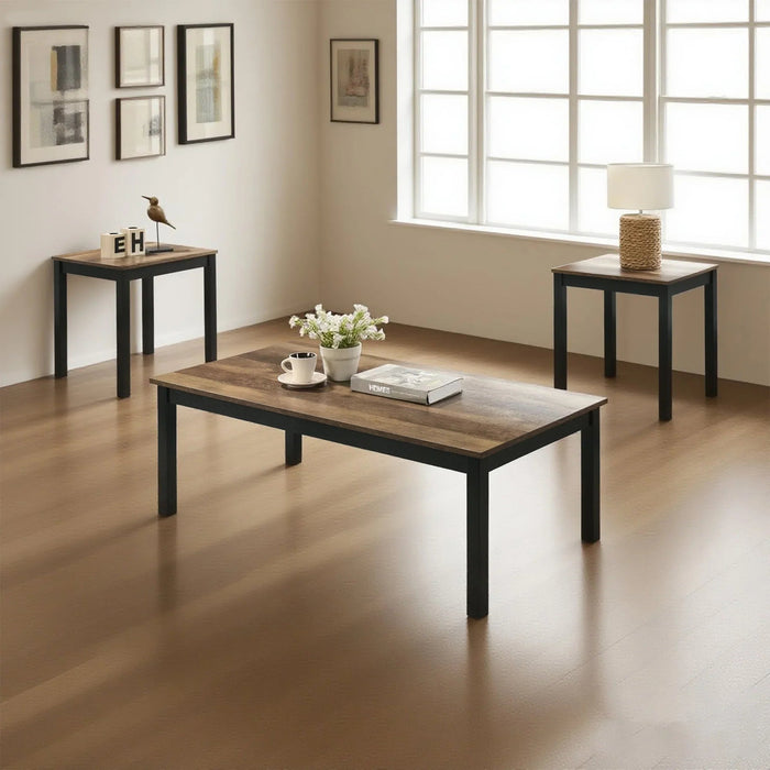 Findlay 3-Piece 47.5 in. Rectangle Faux Marble Top Coffee Table Set with Solid Wood Legs - Sweatfully