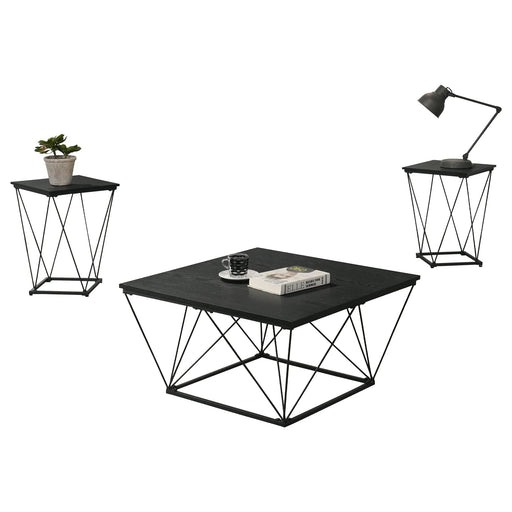 Whetstone 31.5" 3-Piece Coffee Table Set with Angular & Geometric Metal Base - Sweatfully
