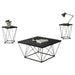 Whetstone 31.5" 3-Piece Coffee Table Set with Angular & Geometric Metal Base - Sweatfully