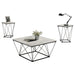 Whetstone 31.5" 3-Piece Coffee Table Set with Angular & Geometric Metal Base - Sweatfully