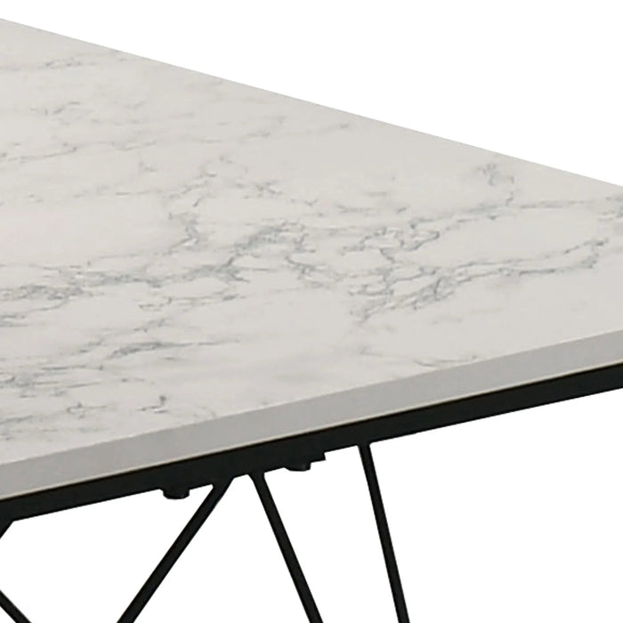 Whetstone 31.5" 3-Piece Coffee Table Set with Angular & Geometric Metal Base - Sweatfully