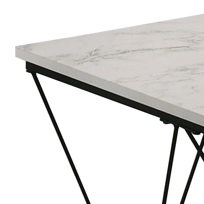 Whetstone 31.5" 3-Piece Coffee Table Set with Angular & Geometric Metal Base - Sweatfully