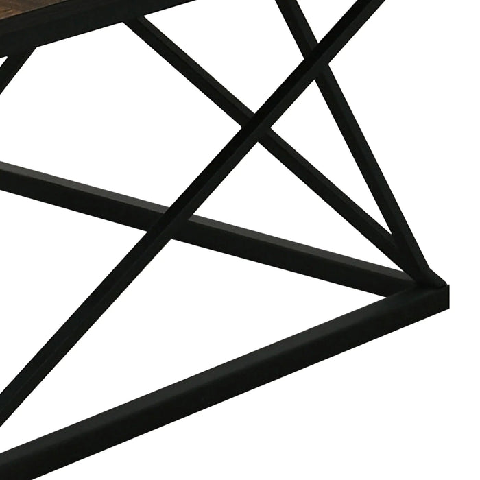 Borup Rustic 31.5" 3-Piece Coffee Table Set with Decorative Wrought Metal Side - Sweatfully