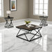 Borup Rustic 31.5" 3-Piece Coffee Table Set with Decorative Wrought Metal Side - Sweatfully