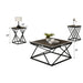 Borup Rustic 31.5" 3-Piece Coffee Table Set with Decorative Wrought Metal Side - Sweatfully