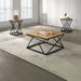Borup Rustic 31.5" 3-Piece Coffee Table Set with Decorative Wrought Metal Side - Sweatfully