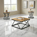 Borup Rustic 31.5" 3-Piece Coffee Table Set with Decorative Wrought Metal Side - Sweatfully