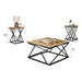 Borup Rustic 31.5" 3-Piece Coffee Table Set with Decorative Wrought Metal Side - Sweatfully