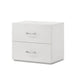 Stoholm Modern White Nightstand with 2-Drawer and Chrome Handles - Sweatfully