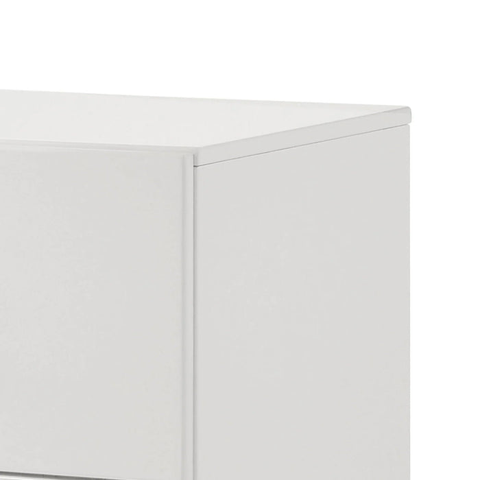 Stoholm Modern White Nightstand with 2-Drawer and Chrome Handles - Sweatfully