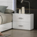 Stoholm Modern White Nightstand with 2-Drawer and Chrome Handles - Sweatfully