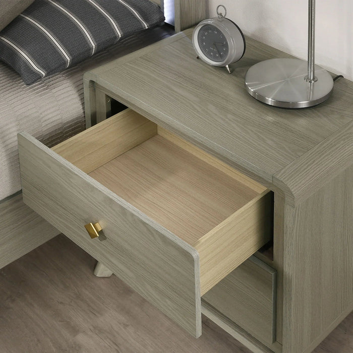 Rainier Modern 25" Gray Wood 2-Drawer Nightstand - Sweatfully