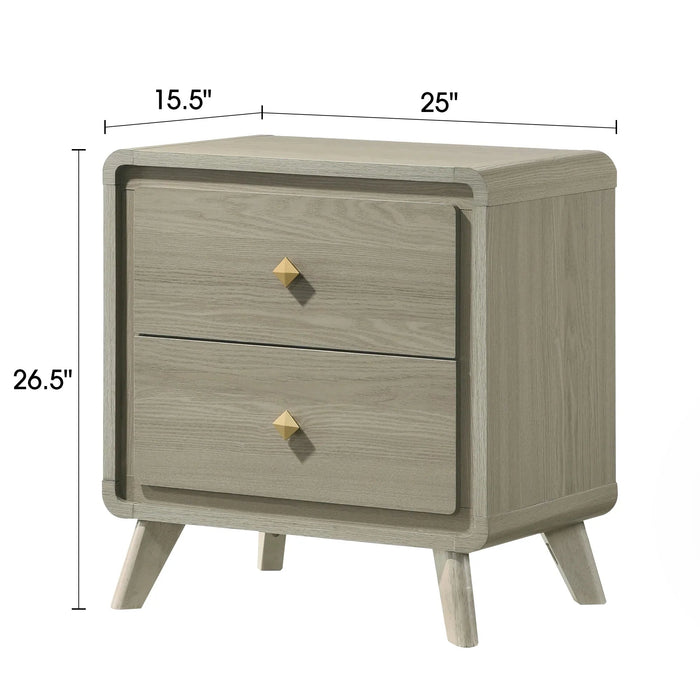 Rainier Modern 25" Gray Wood 2-Drawer Nightstand - Sweatfully