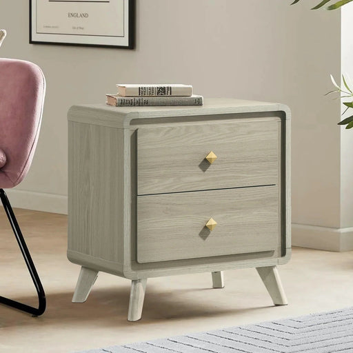 Rainier Modern 25" Gray Wood 2-Drawer Nightstand - Sweatfully