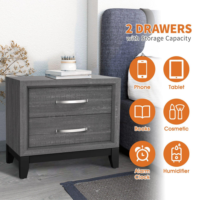 Furniture of America Lucien Modern Wood Nightstand with 2 Drawers - Sweatfully