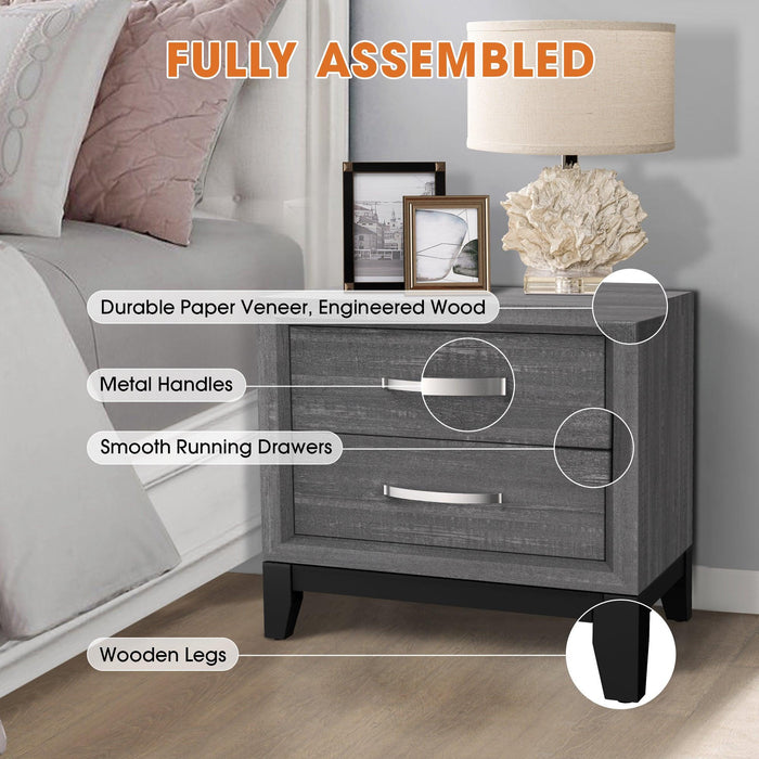 Furniture of America Lucien Modern Wood Nightstand with 2 Drawers - Sweatfully