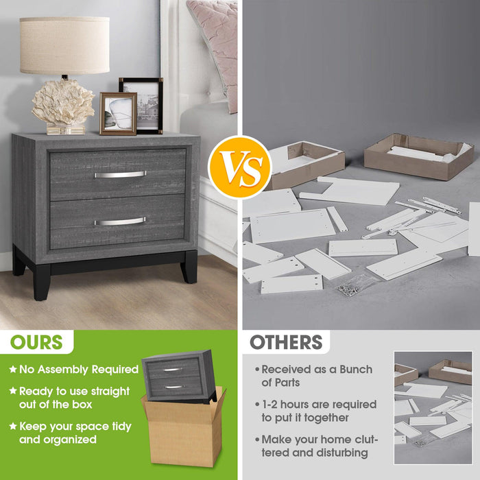 Furniture of America Lucien Modern Wood Nightstand with 2 Drawers - Sweatfully
