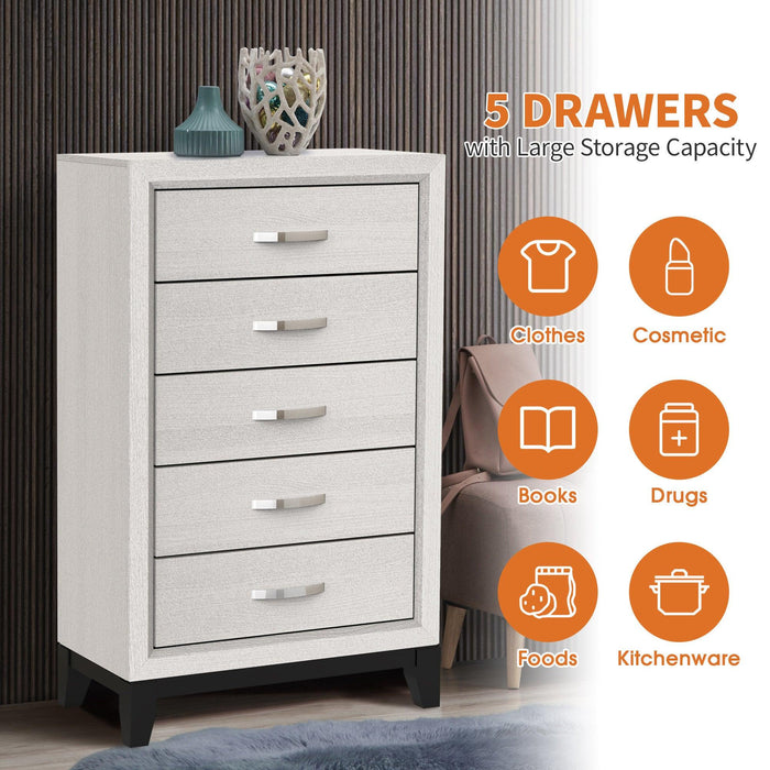 Contemporary 31" Chest with 5-Drawer for Bedroom, Livingroom - Sweatfully