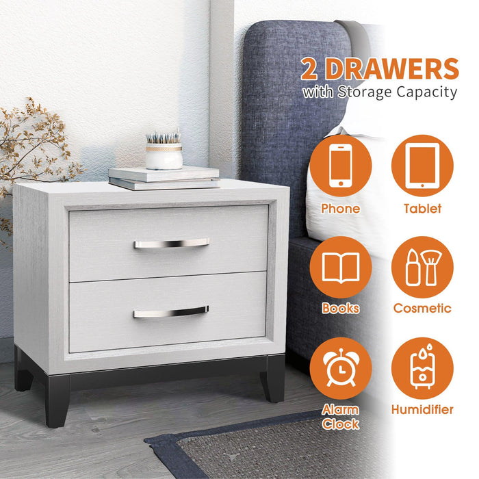 Furniture of America Lucien Modern Wood Nightstand with 2 Drawers - Sweatfully