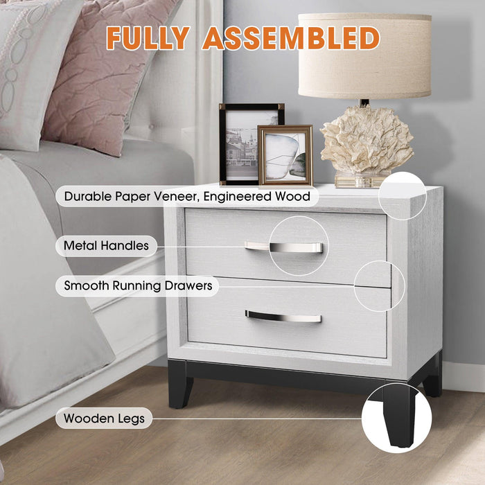 Furniture of America Lucien Modern Wood Nightstand with 2 Drawers - Sweatfully