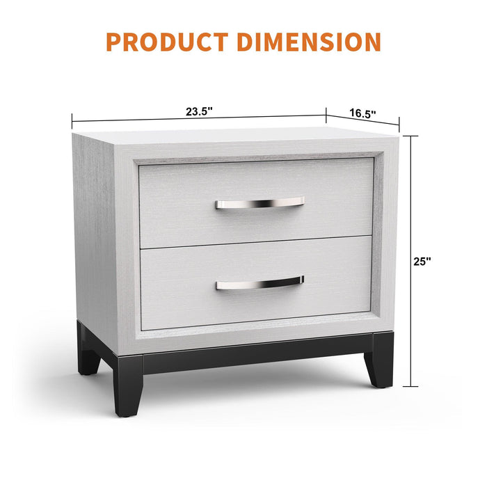 Furniture of America Lucien Modern Wood Nightstand with 2 Drawers - Sweatfully