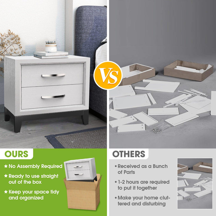 Furniture of America Lucien Modern Wood Nightstand with 2 Drawers - Sweatfully