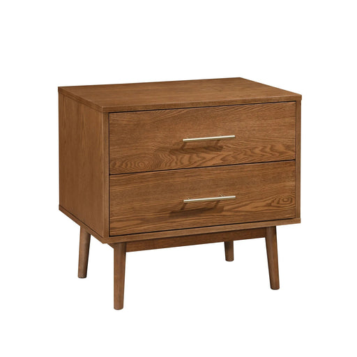 Tromso Mid-Century Modern 23" Walnut Nightstand with 2-Drawer and Round Tapered Legs - Sweatfully