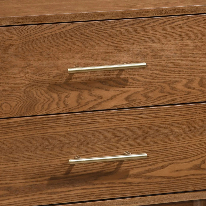 Tromso Mid-Century Modern 23" Walnut Nightstand with 2-Drawer and Round Tapered Legs - Sweatfully