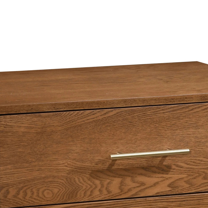 Tromso Mid-Century Modern 23" Walnut Nightstand with 2-Drawer and Round Tapered Legs - Sweatfully