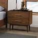 Tromso Mid-Century Modern 23" Walnut Nightstand with 2-Drawer and Round Tapered Legs - Sweatfully