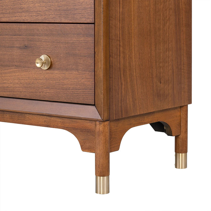 Hepburne Mid Century Walnut 1-Drawer 26 in. Nightstand with Touch Light - Sweatfully