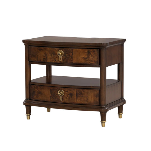 30.5" Westerham French Nightstand Power Outlet with LED Light, Dark Cherry - Sweatfully