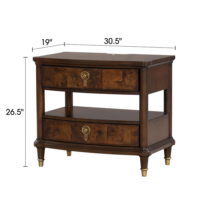 30.5" Westerham French Nightstand Power Outlet with LED Light, Dark Cherry - Sweatfully
