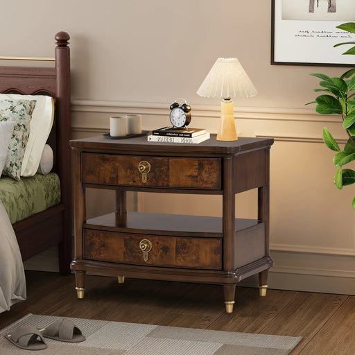 30.5" Westerham French Nightstand Power Outlet with LED Light, Dark Cherry - Sweatfully