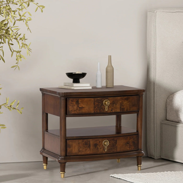 30.5" Westerham French Nightstand Power Outlet with LED Light, Dark Cherry - Sweatfully
