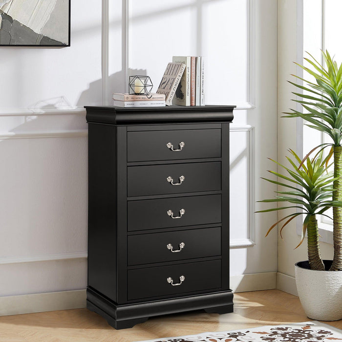 Transitional 5-Drawer 31.5 in. Wide Chest of Drawers with Bracket Feet - Sweatfully