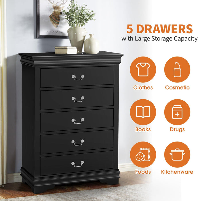 Transitional 5-Drawer 31.5 in. Wide Chest of Drawers with Bracket Feet - Sweatfully